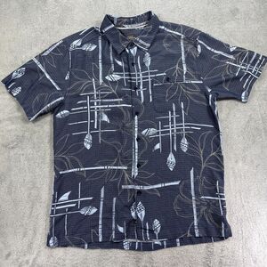 Quiksilver Waterman Paddle Out Shirt Mens Large Navy Blue Woven Button Up Casual